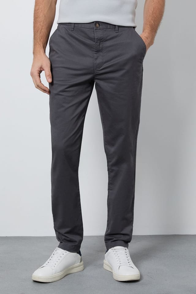 Burton Burton Men's Slim Fit Chino Trousers in Charcoal - 2