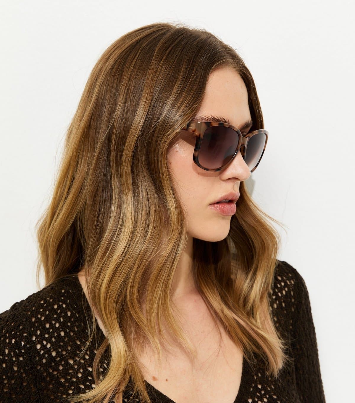 New Look Brown Toirtoiseshell Effect Oversized Round Sunglasses New Look