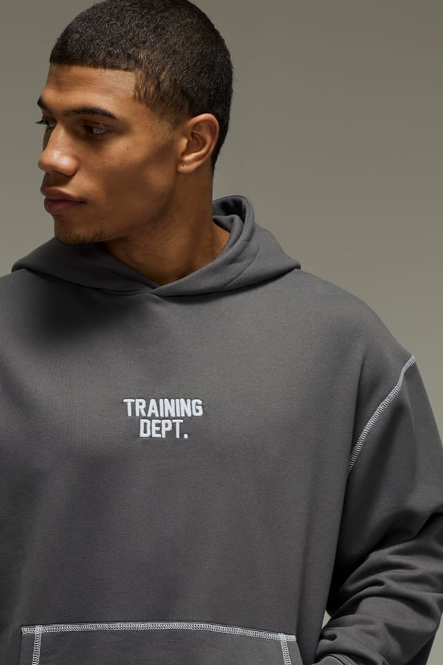 Training Dept. Training Dept. Men's Training Dept Oversized Contrast Stitch Hoodie in Charcoal - 3