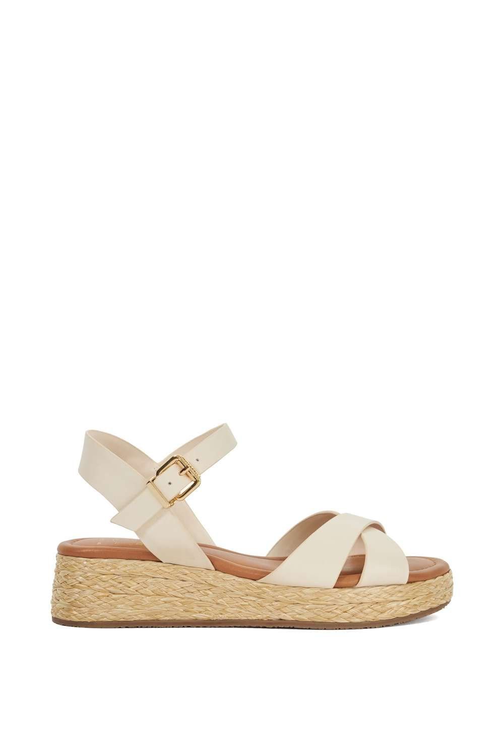 Dune London Dune London Women's Wide Fit 'Littleton' Leather Sandals in Natural - 4