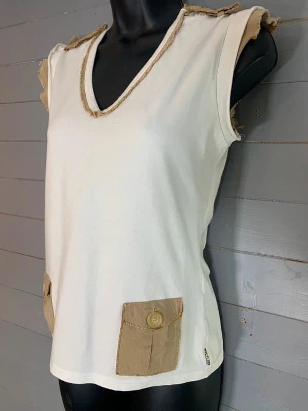 Burberry Burberry London Vintage Top UK 10 M Cream Pocket Detail