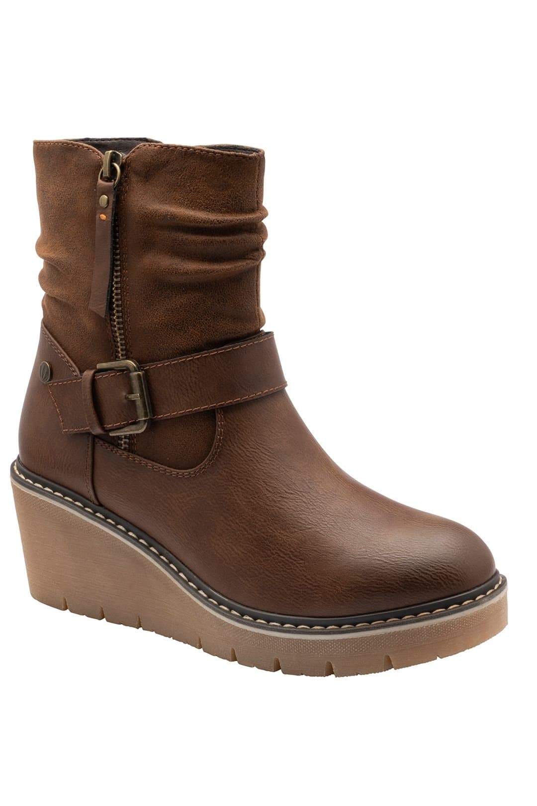 Lotus Lotus Women's Brown 'Ellie' Wedge Ankle Boots