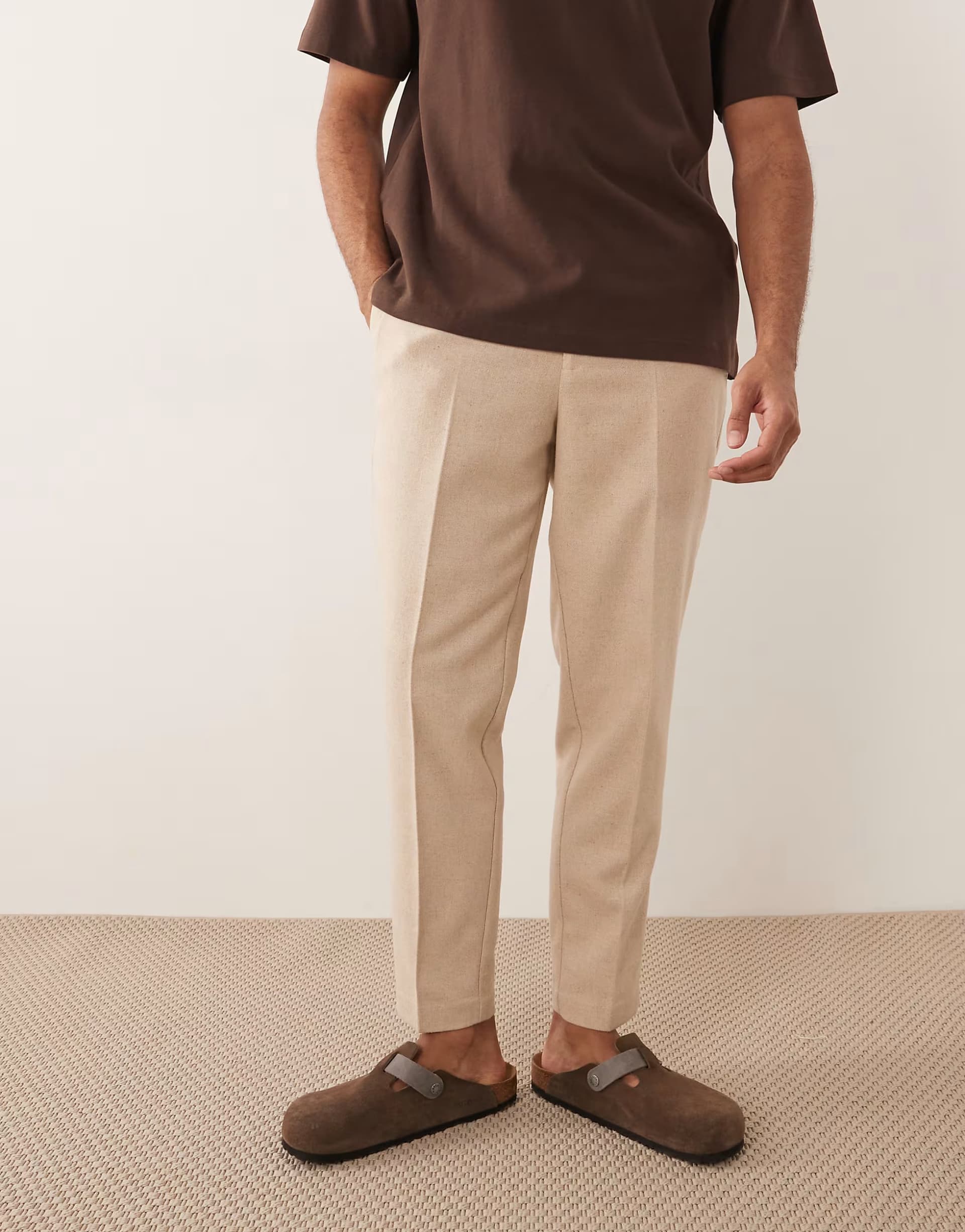 ASOS ASOS Ecru Wool Blend Smart Tapered Trousers