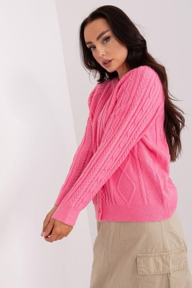 Love Lace Love Lace Women's Variegated Button Front Cardigan Sweater Style 186809 in Pink - 2