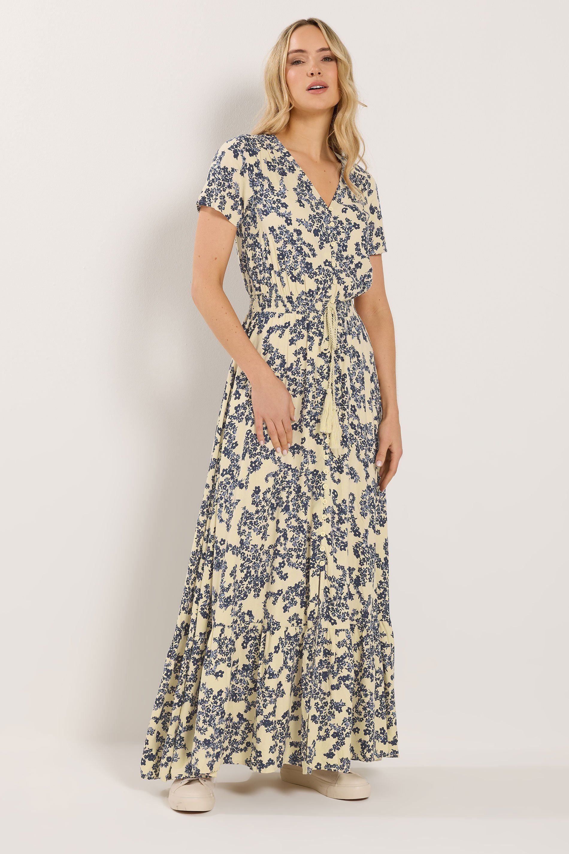Long Tall Sally Long Tall Sally Women's Tall Ditsy Floral Button Maxi Dress in Ivory - 4