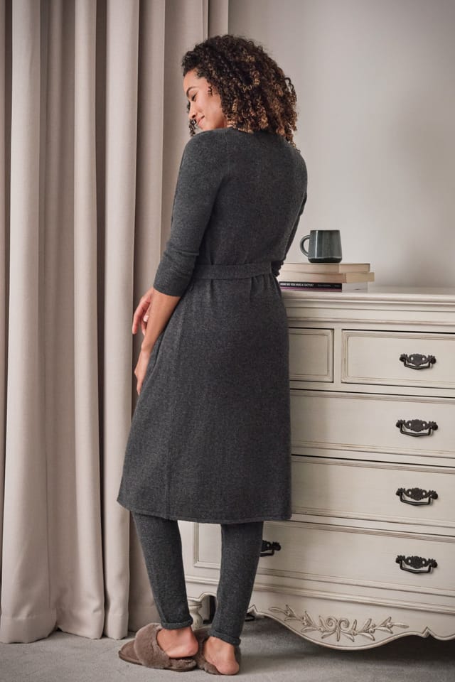 WoolOvers WoolOvers Women's Cashmere & Merino Luxe Dressing Gown in Grey - 3
