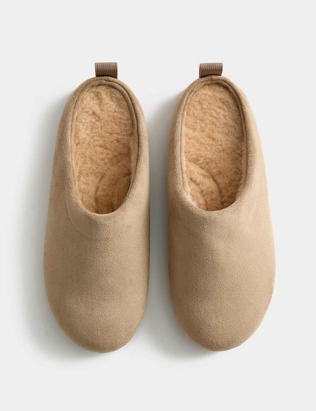 Marks & Spencer M&S Faux Fur Lined Back Tab Mule Slippers Sand - 2