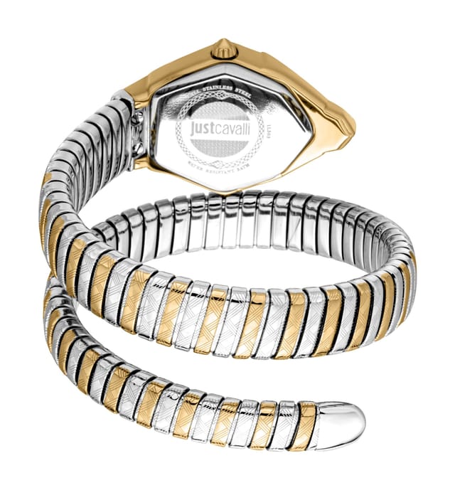 Just Cavalli Just Cavalli Women's JC1L303M0055 Ornato Gold Dial Two Tone Silver & Gold Snake Diamond Analog Watch for Women - 2