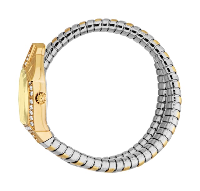 Just Cavalli Just Cavalli Women's JC1L303M0055 Ornato Gold Dial Two Tone Silver & Gold Snake Diamond Analog Watch for Women - 3