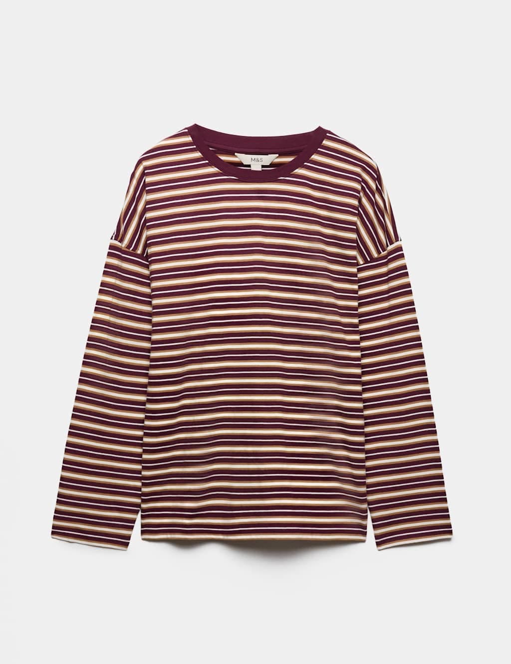 Marks & Spencer M&S Striped Burgundy Mix Long-Sleeve Top