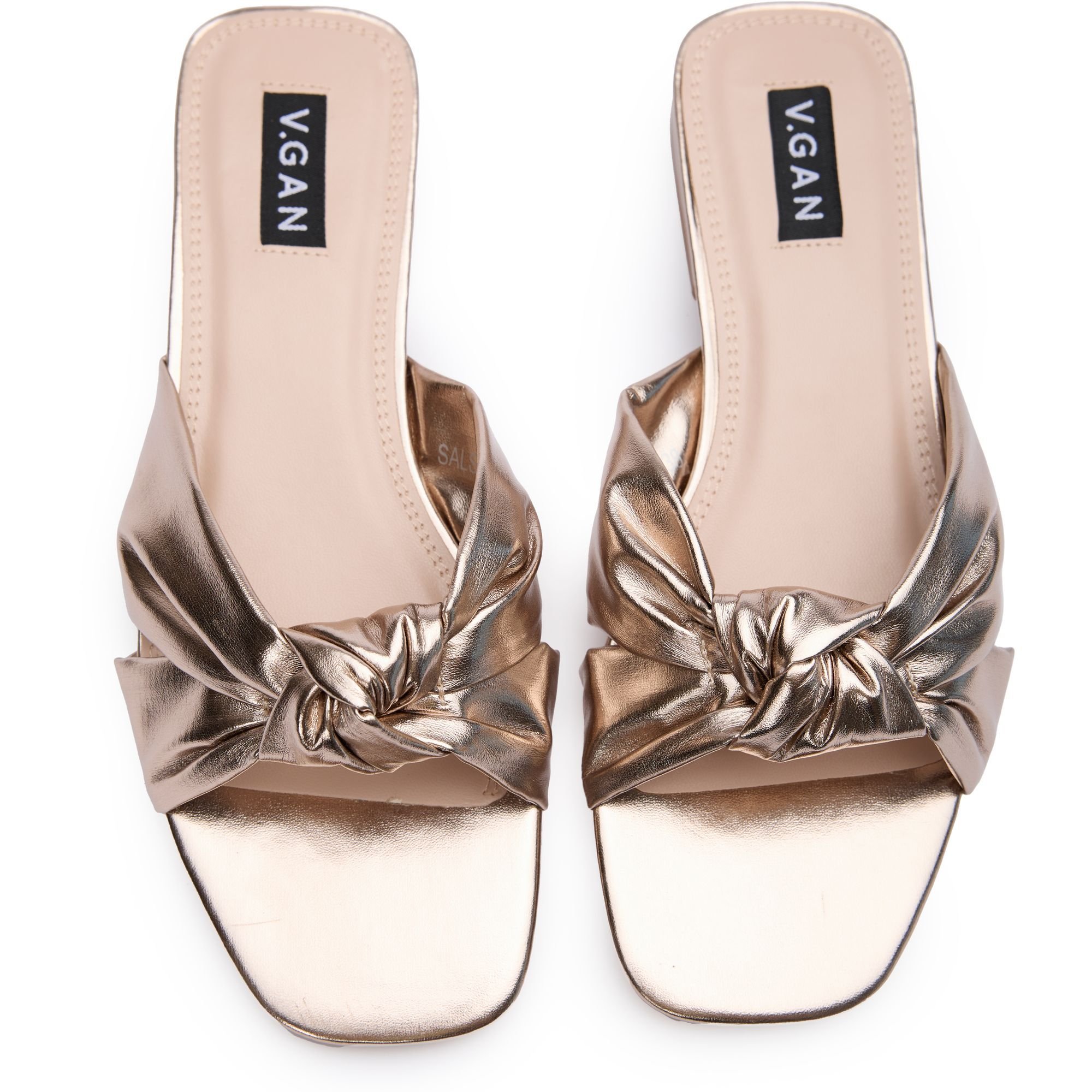 V.GAN V.GAN Women's Vegan Salsify Knot Slide Sandals in Metallics - 2