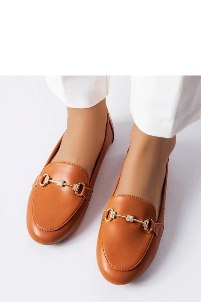 Love Lace Love Lace Women's Moccasins Slip On Decorative Flat Sole Zircon Trim Comfort Lined in Tan - 3