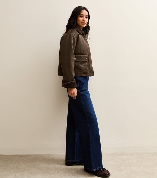New Look Women's Petite Dark Brown Waxed Barn Jacket New Look - 2