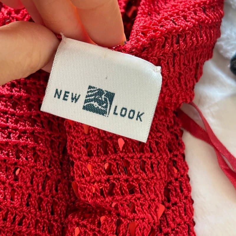 New Look Vintage y2k red sequin embellished crochet knit cami vest top
