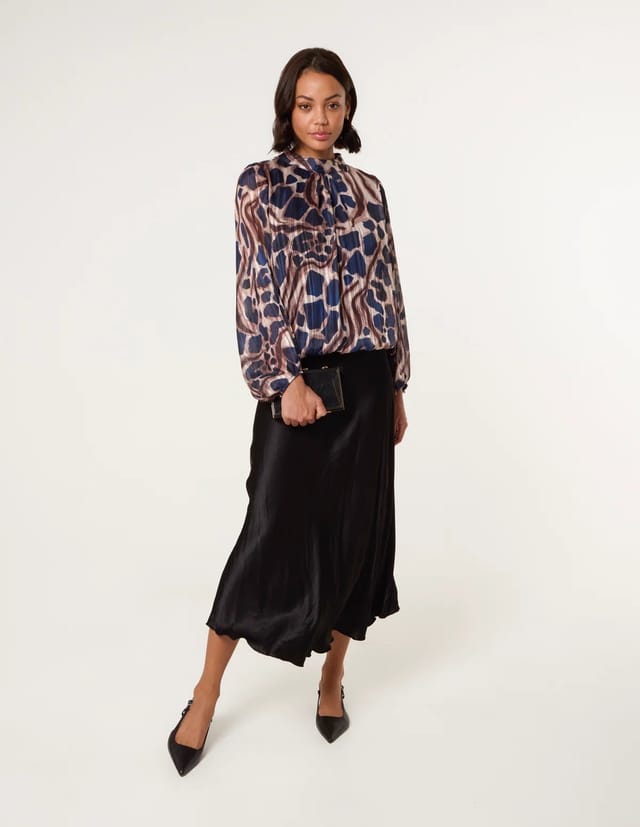 Blue Vanilla Metallic Stripe Puffball Blouse - 2