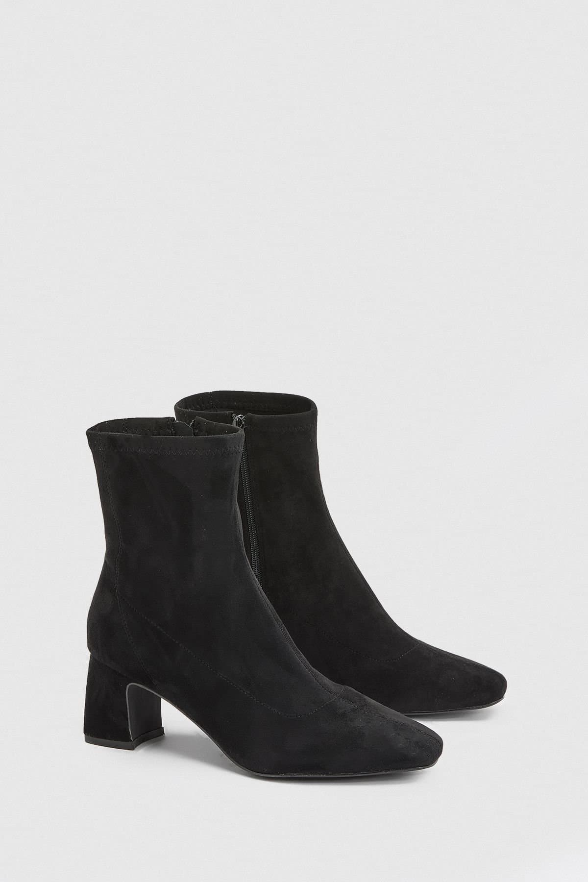 Wallis Wallis Women's Mindy Faux Suede Block Heel Boots in Black