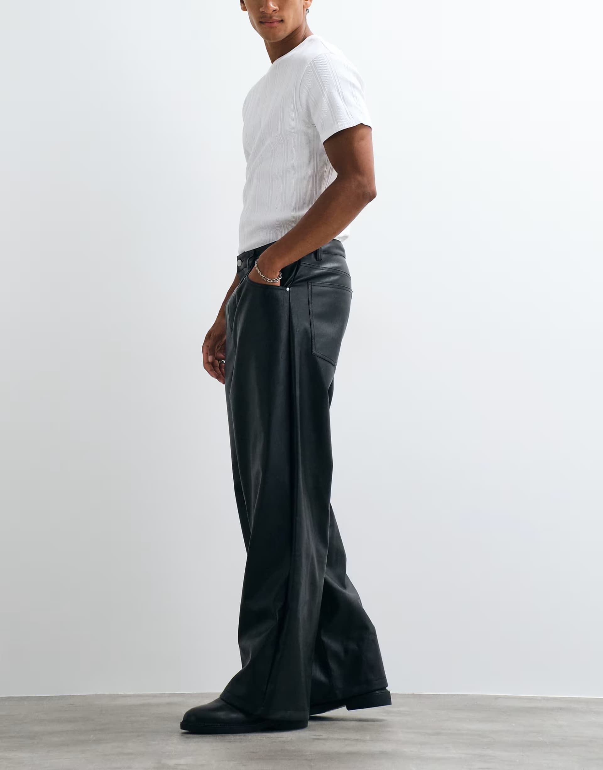 ASOS ASOS DESIGN extreme baggy trousers in black faux leather