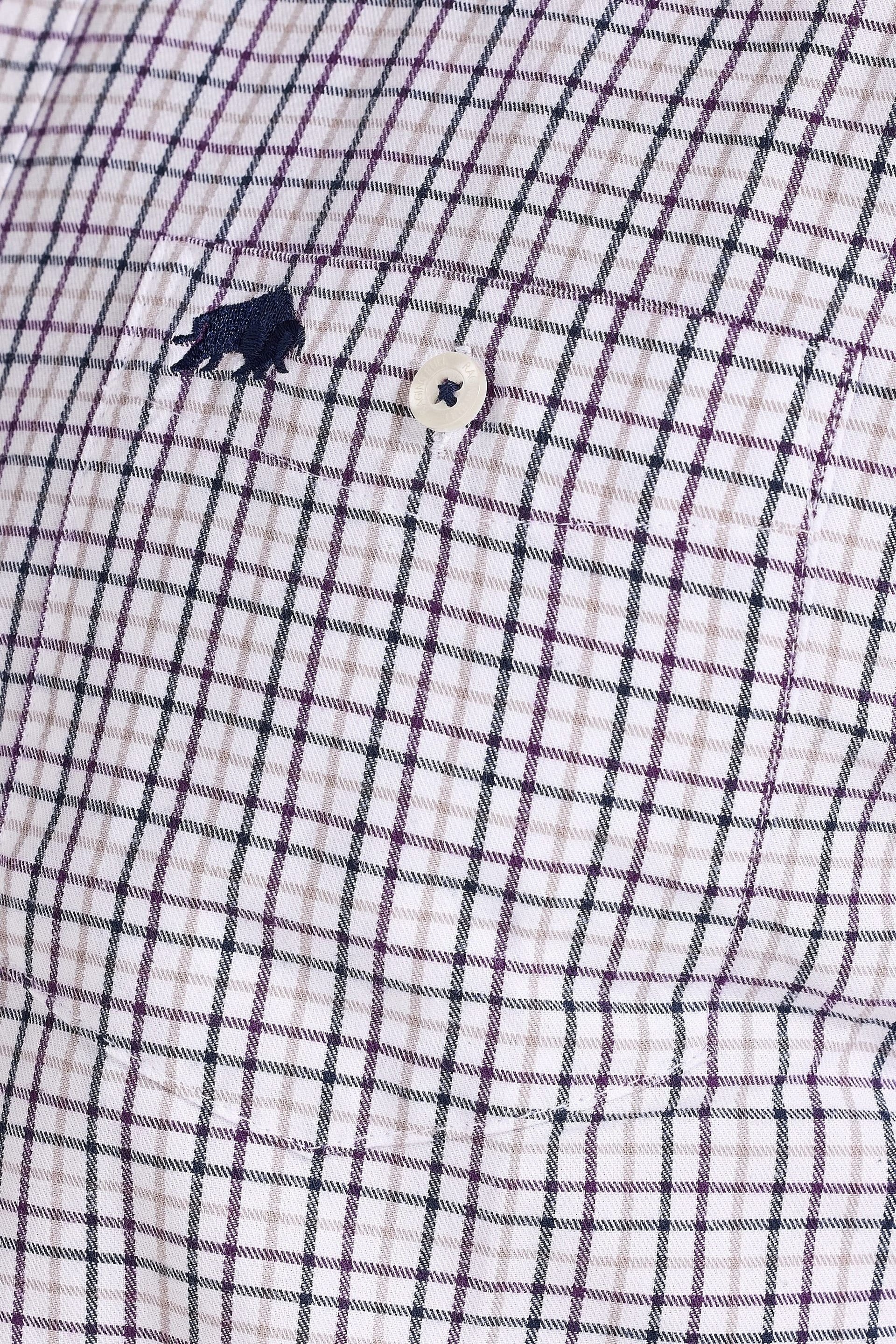 raging bull Raging Bull Men's Long Sleeve Tattershall Brushed Cotton Shirt in Purple - 4