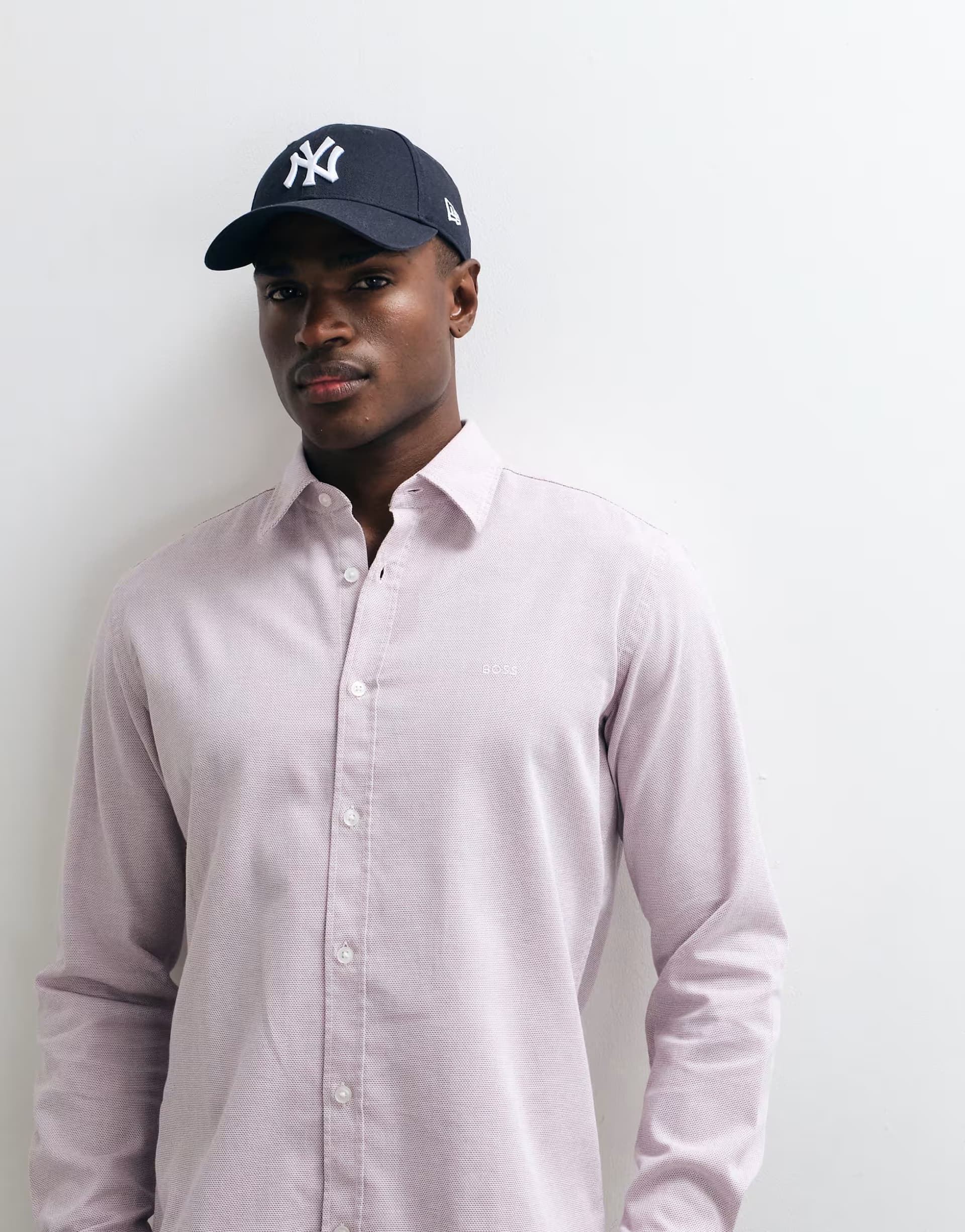 ASOS Boss Orange  regular fit pique shirt in berry