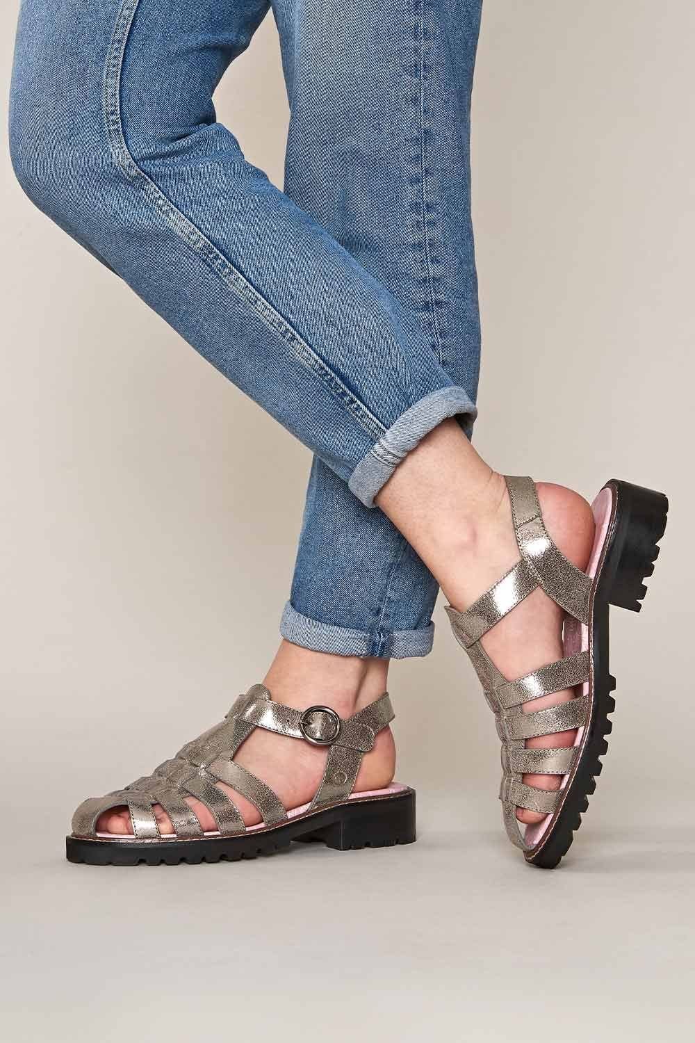 Moshulu Moshulu Women's Kynance' Fisherman Sandals in Metallic Silver - 1