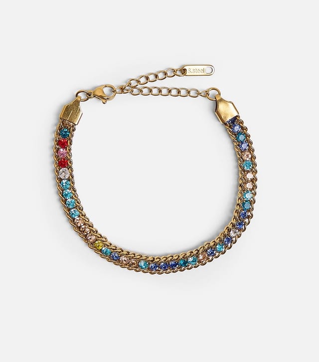 Public Desire Gold Tone Multicoloured Diamanté Bracelet Public Desire New Look - 2