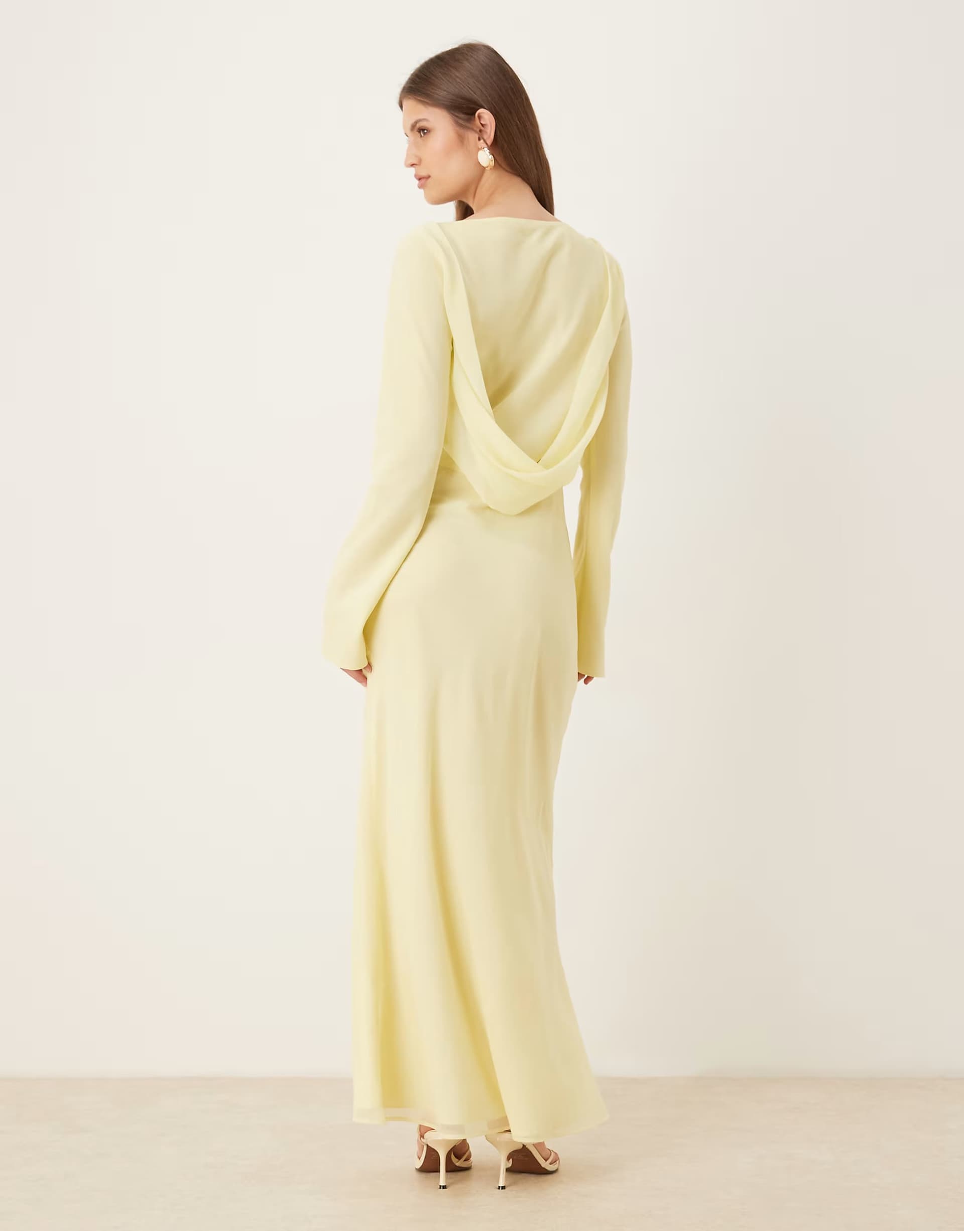 ASOS ASOS DESIGN chiffon maxi dress with cowl neck back detail in light yellow