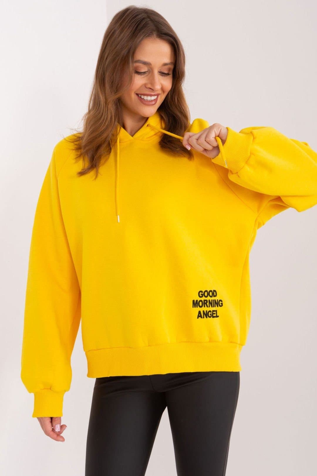Love Lace Love Lace Yellow Relaxed Fit Hooded Sweatshirt