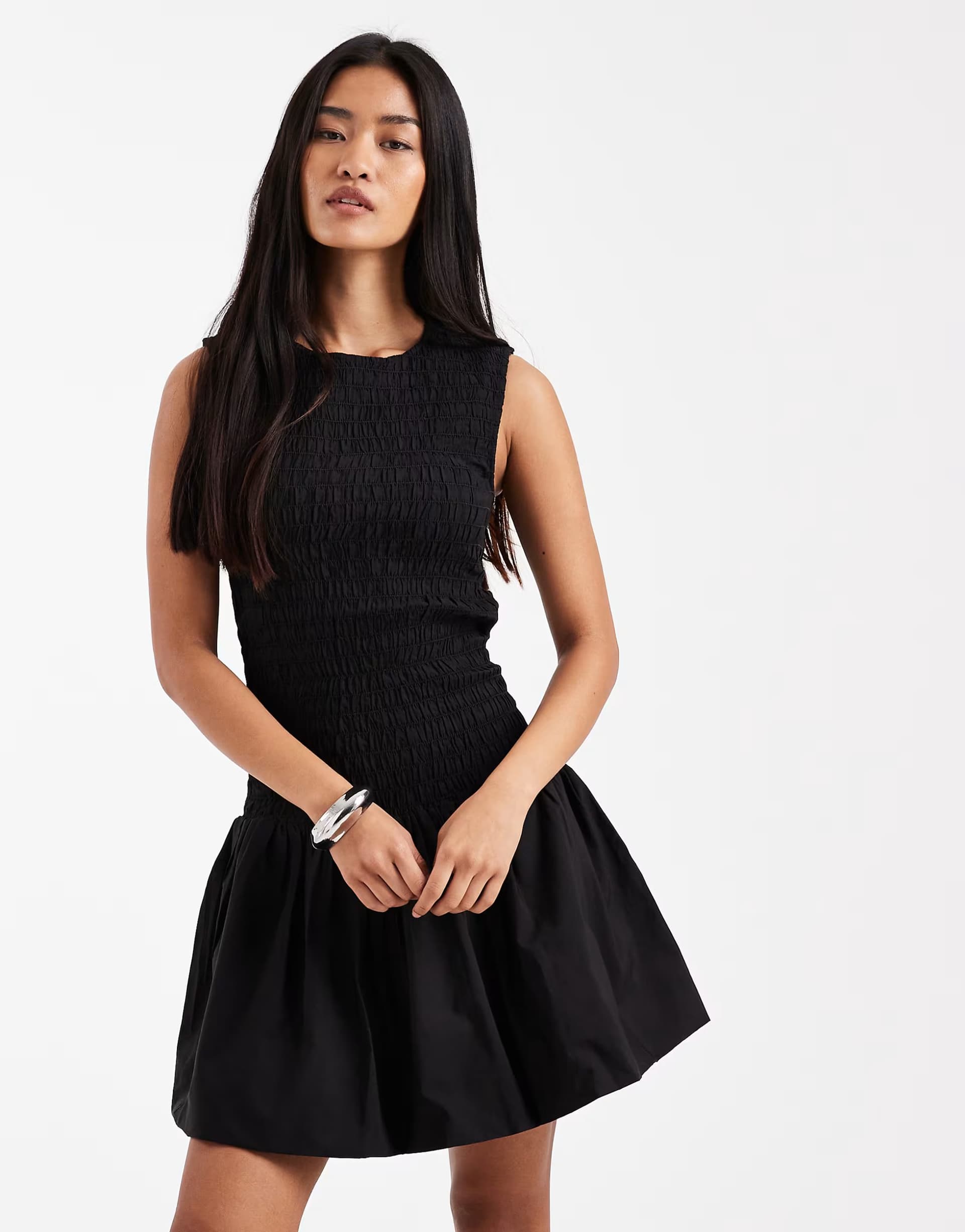 ASOS Pieces puffball hem sleeveless mini dress in black
