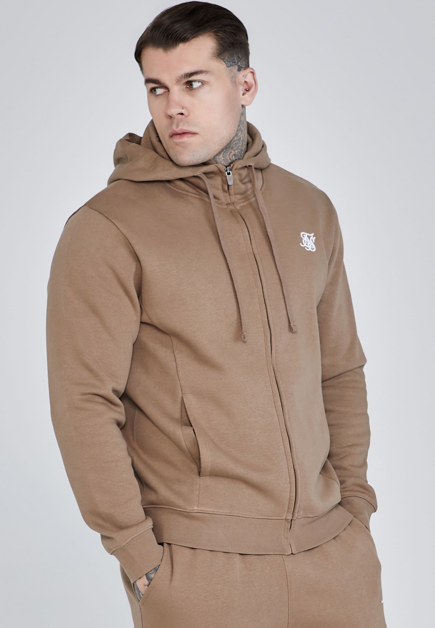SikSilk SikSilk Men's Essentials Full Zip Hoodie in Brown