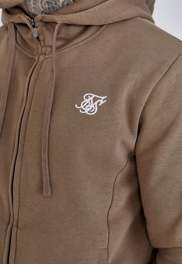 SikSilk SikSilk Men's Essentials Full Zip Hoodie in Brown - 2