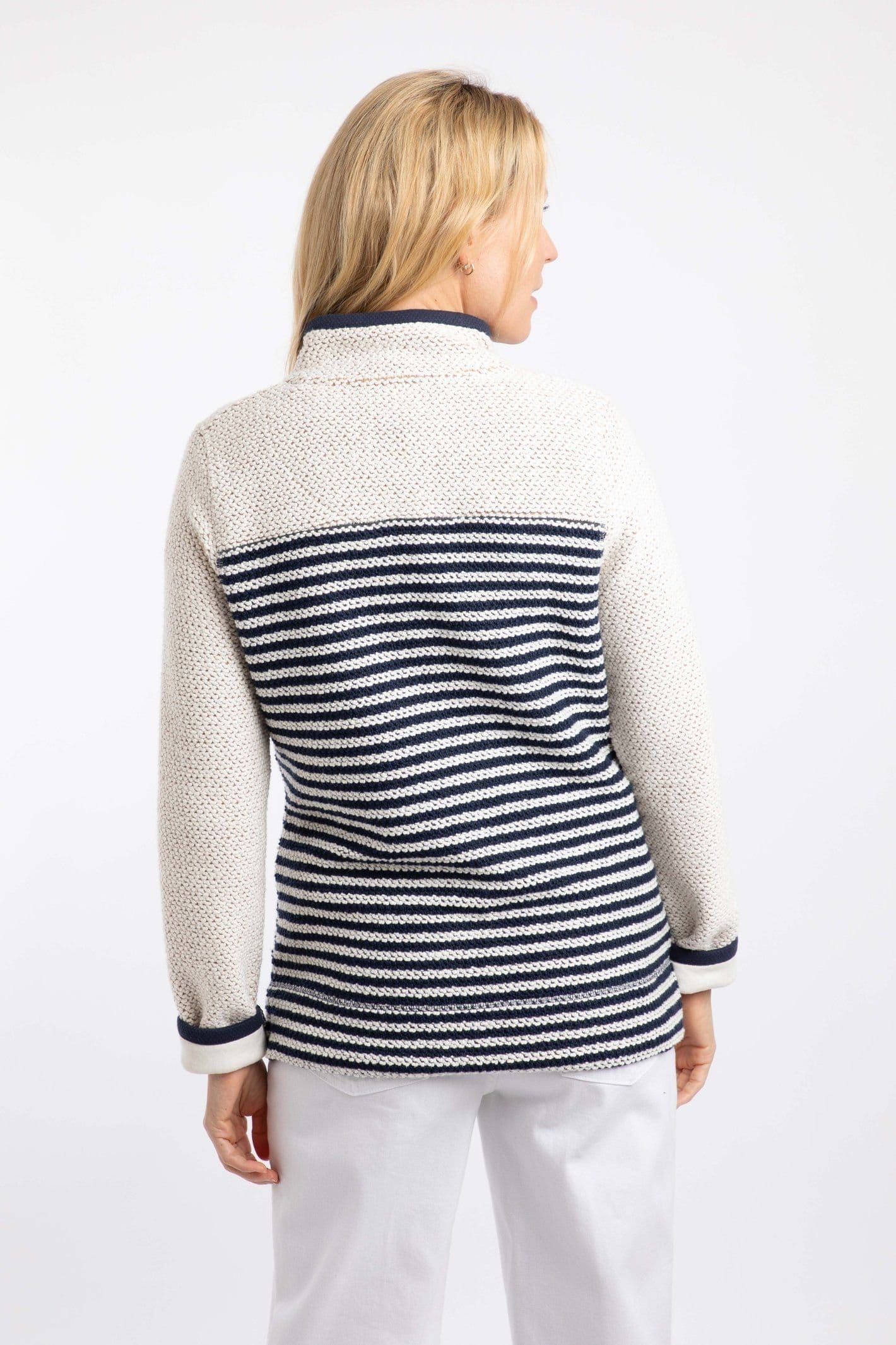 Weird Fish Weird Fish Women's Zoe Full Zip Striped Colour Block Macaroni Sweatshirt in Ecru - 4