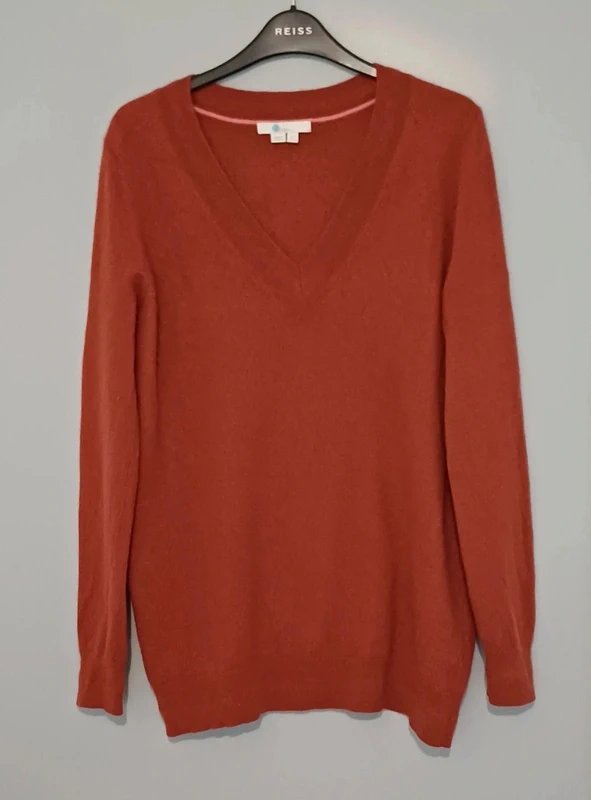 Boden Boden Rust V-Neck 100% Cashmere Jumper - size M - 1
