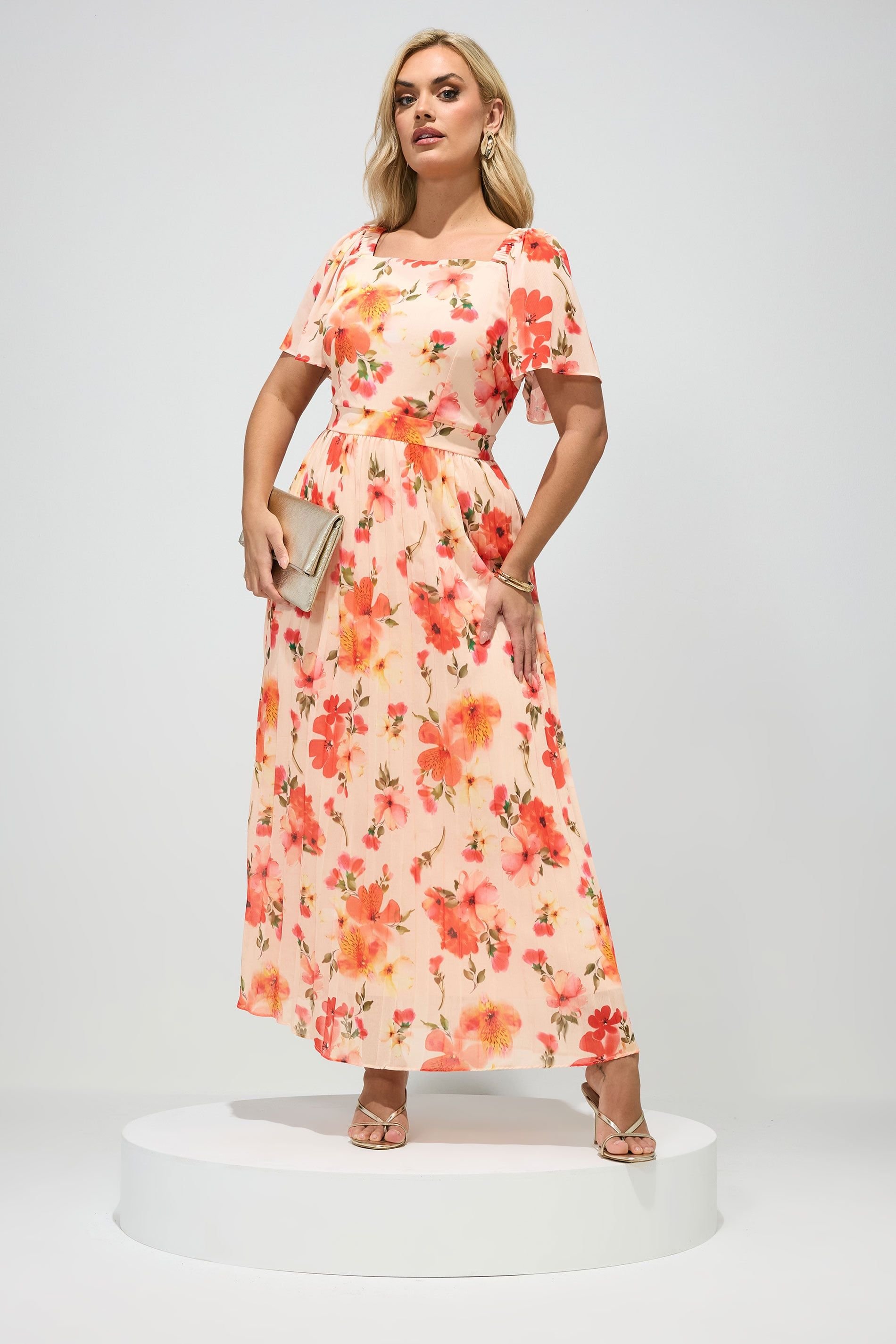 Yours Yours Women's Floral Maxi Dress in Peach - 3