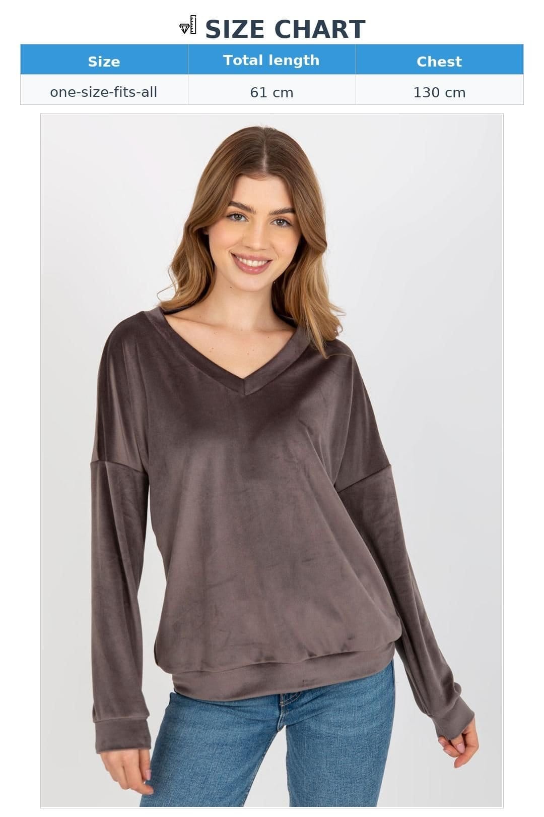 Love Lace Love Lace Women's Velour V Neck Long Sleeve Casual Sweatshirt Style 185956 in Charcoal - 4