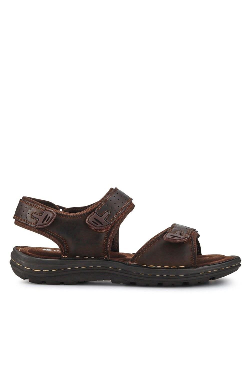 Pavers Pavers Men's Leather Adjustable Sandals in Brown - 2