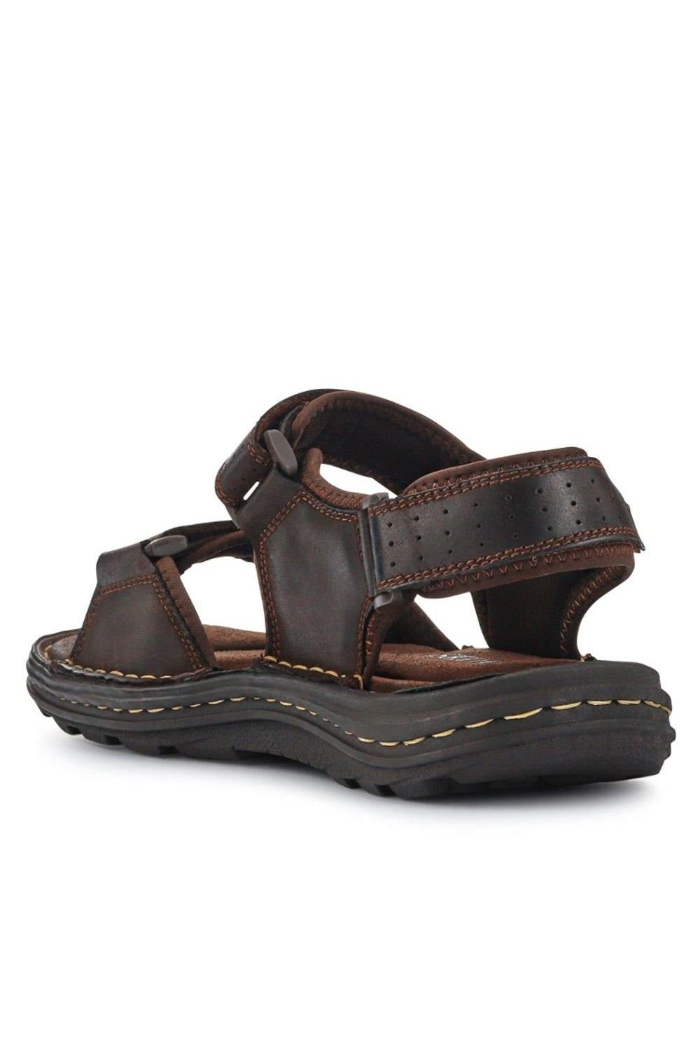 Pavers Pavers Men's Leather Adjustable Sandals in Brown - 3
