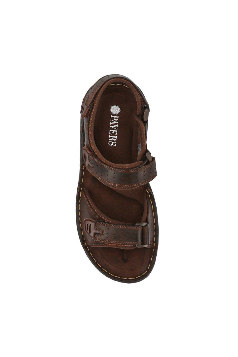 Pavers Pavers Men's Leather Adjustable Sandals in Brown - 4