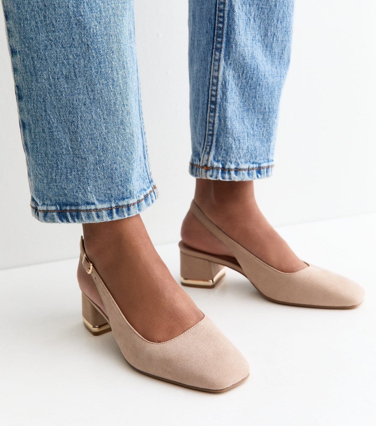 New Look Women's Light Brown Faux Suede Slingback Pumps Vegan New Look - 4