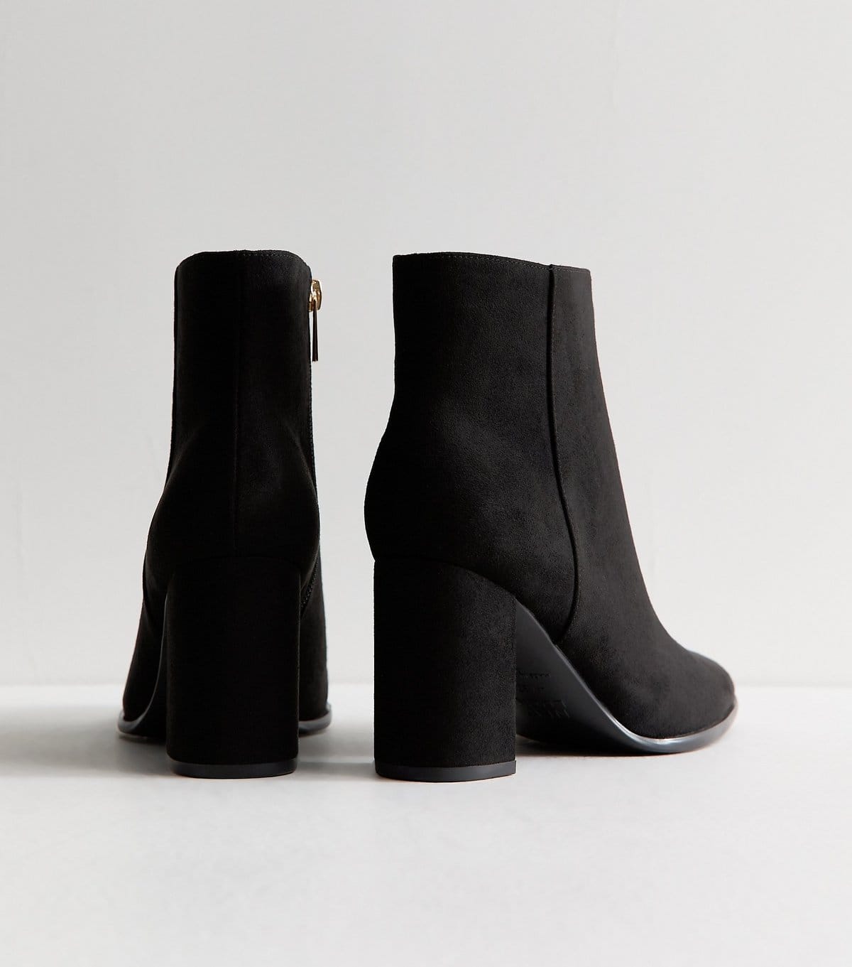 New Look Women's Black Faux Suede Almond Toe Block Heel Ankle Boots Vegan New Look - 4