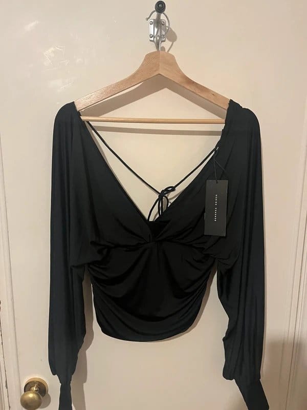 Ruched Long Sleeve Satin Top