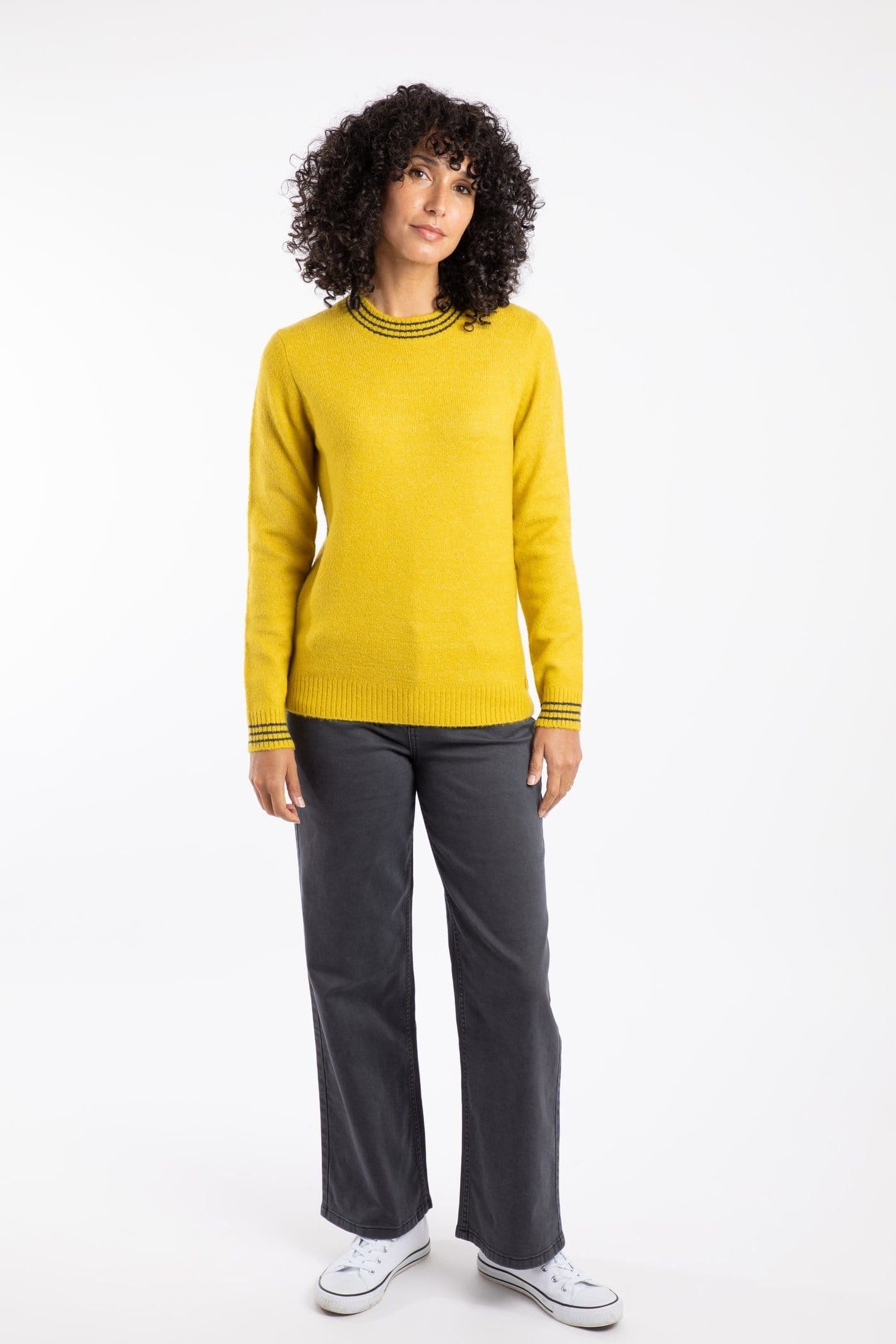 Weird Fish Weird Fish Women's Dawkins Tipped Jumper in Bright Yellow - 4