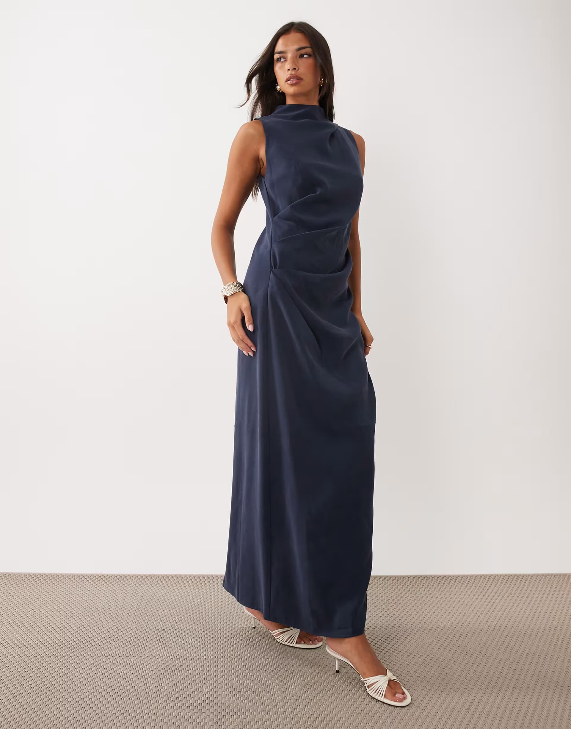 ASOS ASOS DESIGN column slouchy hip maxi dress in navy