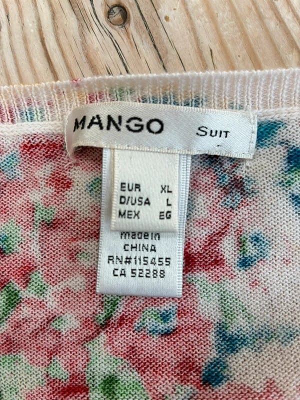 Mango A  fine cotton cardigan with a richly coloured floral print by Mango size 14-16