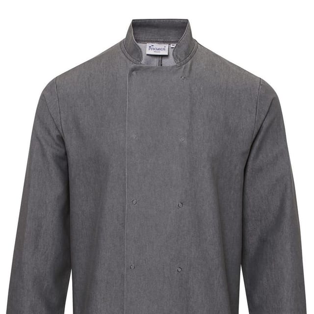 Premium Premium Men's Denim Chef Jacket in Grey - 2