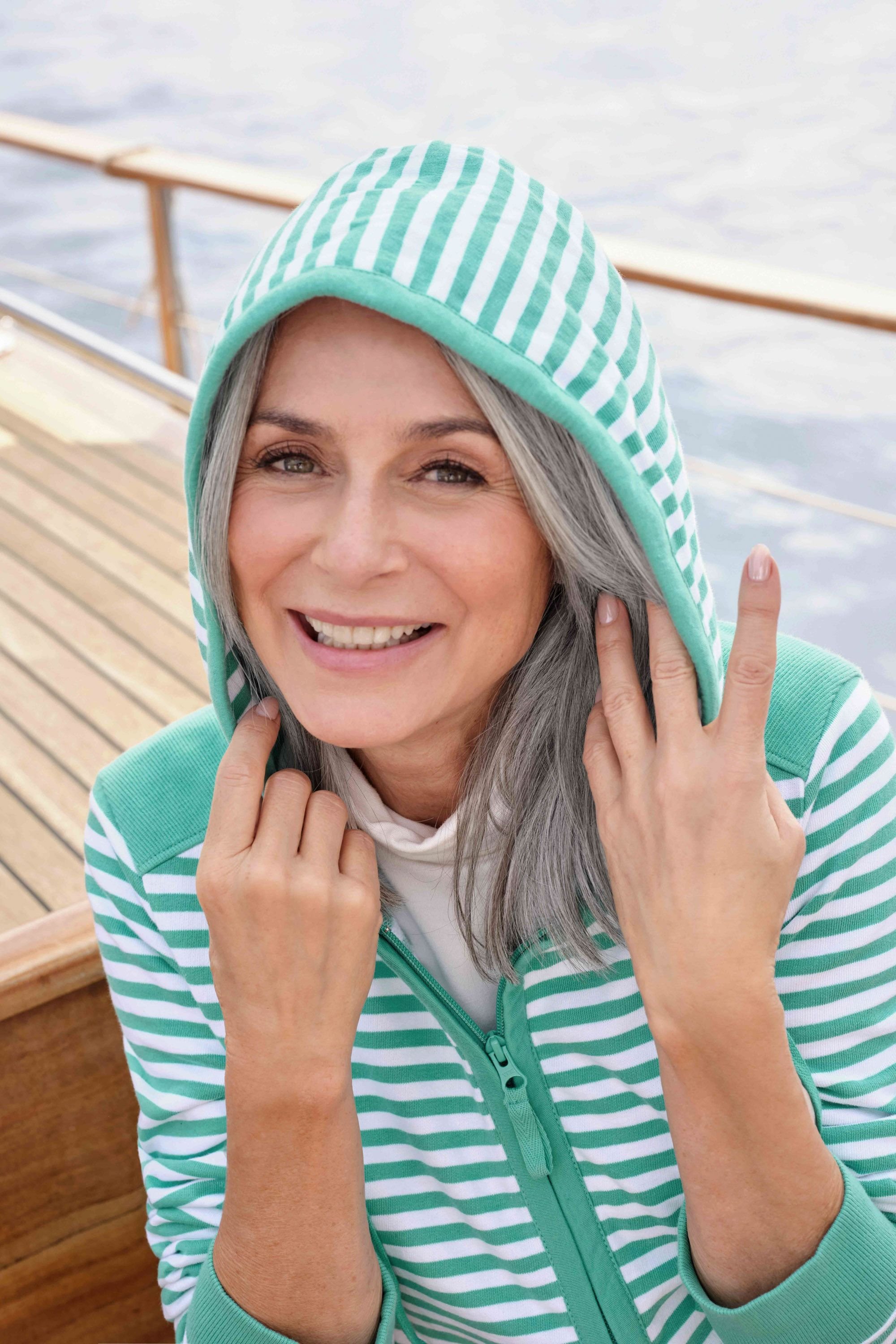 WoolOvers WoolOvers Women's Ambleside Zip Through Hooded Sweatshirt in Aqua - 2