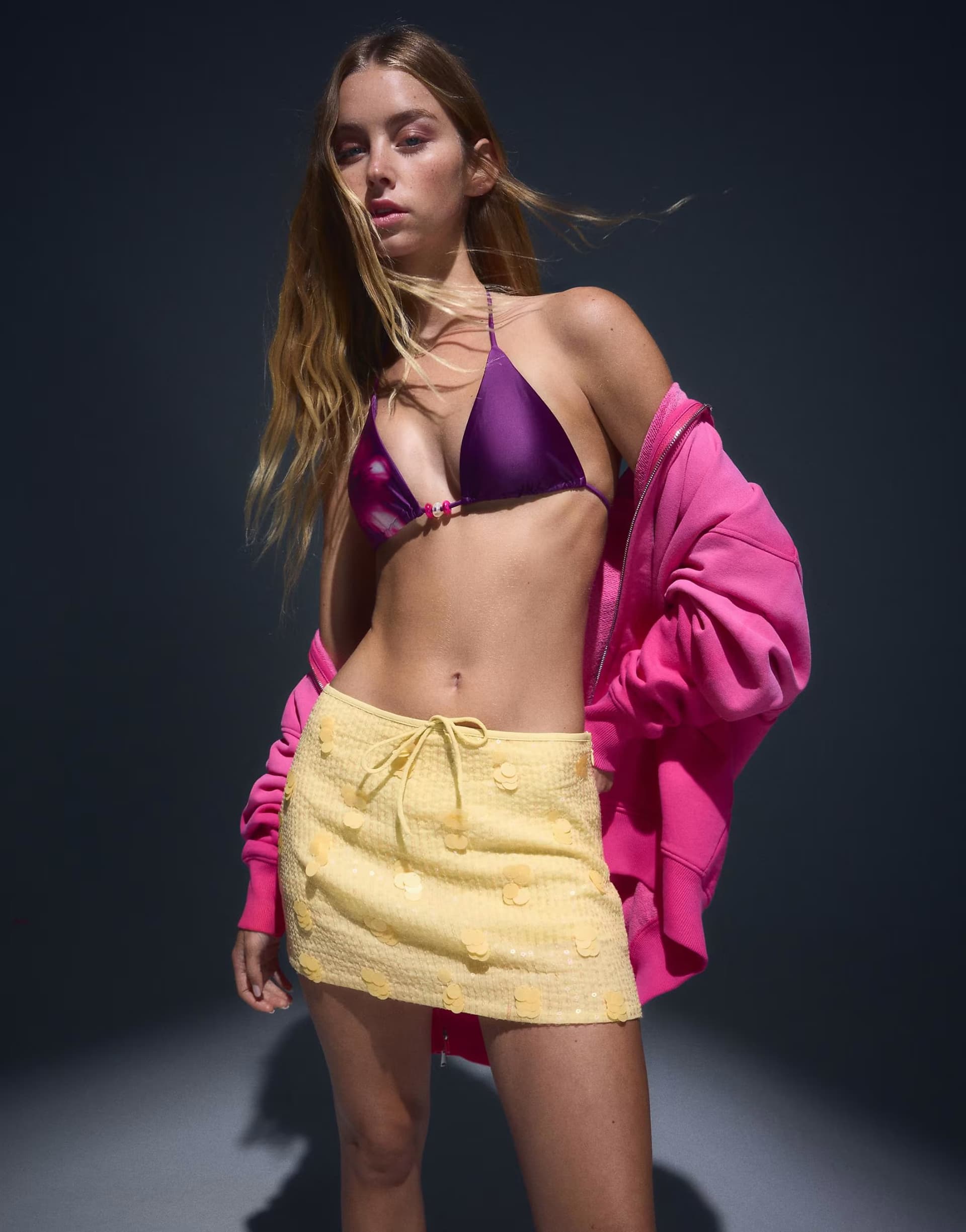 ASOS Bershka Sequin mini skirt in yellow