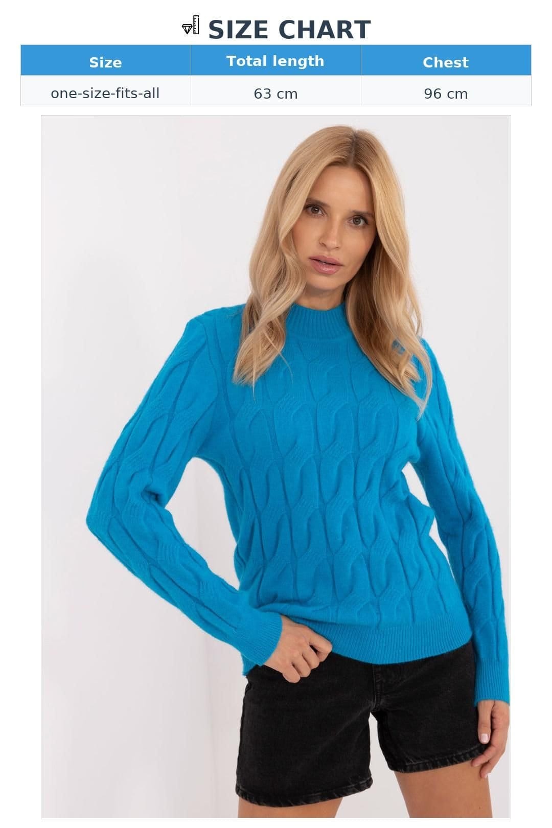 Love Lace Love Lace Women's Textured Mock Turtleneck Long Sleeve Sweater in Turquoise - 4