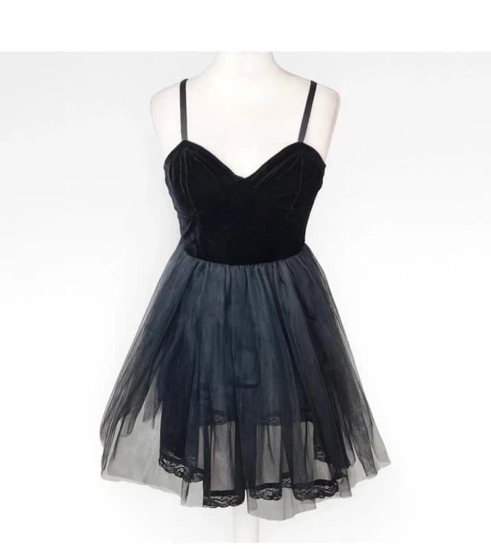 Motel Rocks Motel Rocks Tera Black Velvet Mesh Tulle Dress Size M Prom Party New Tags