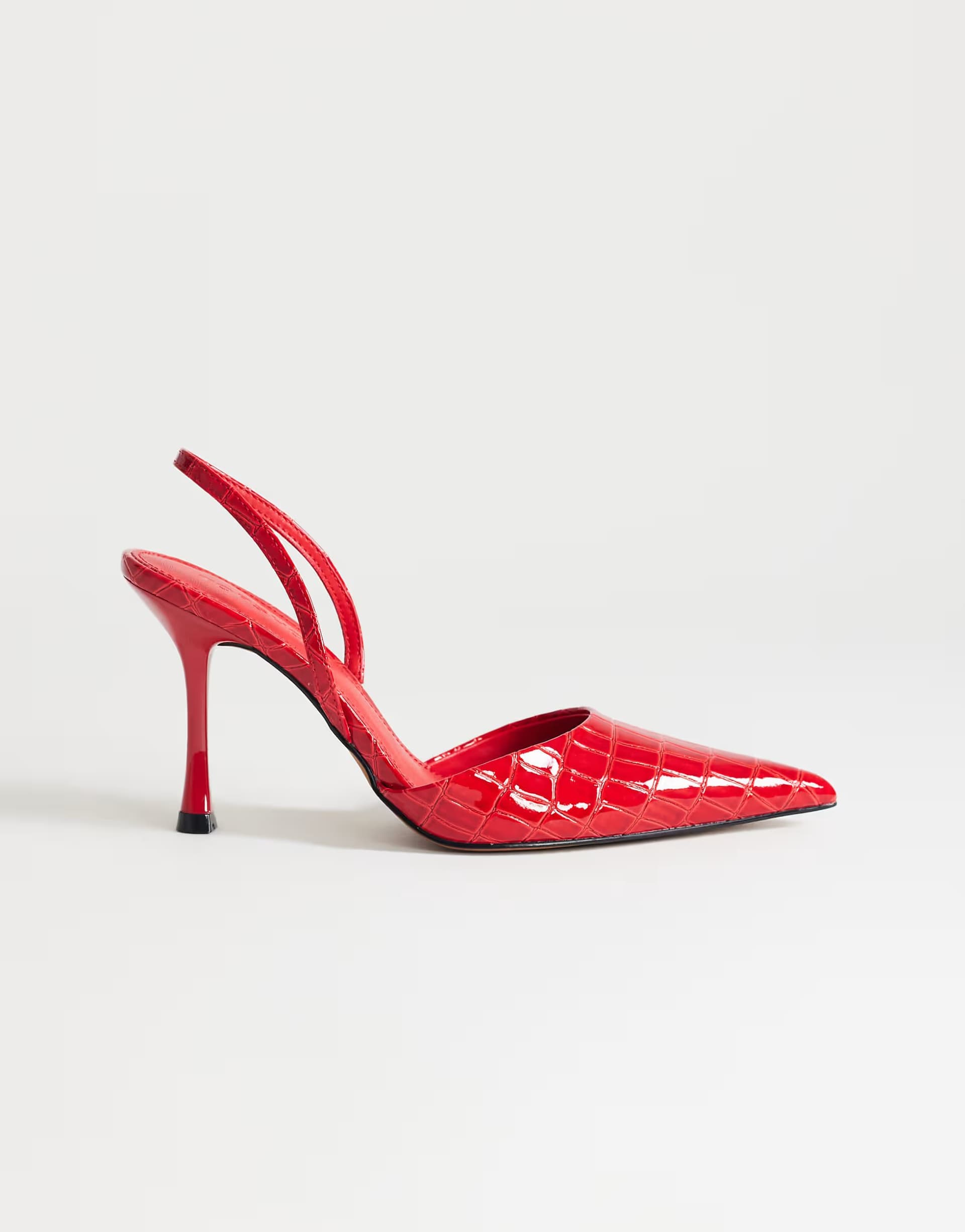 ASOS Topshop Angel high heeled court shoe in patent red croc