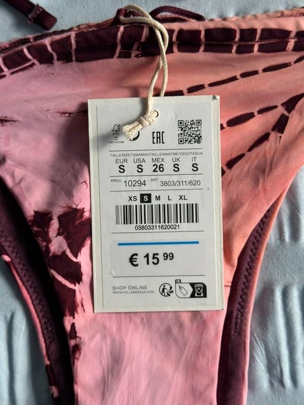 Pull & Bear Pacific Republic Tie-Dye Tie Side Bikini Bottoms | Size S | Brand New | RRP £15.99 - 1